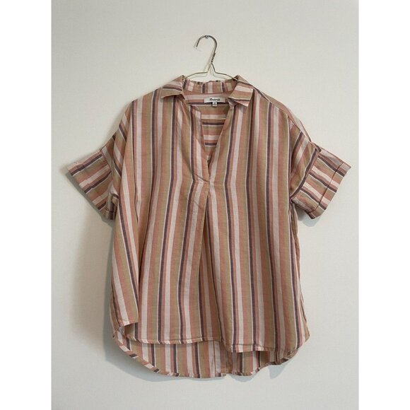 Madewell Womens Courier Striped Button-Back Oversized Shirt Multicolor Large - Picture 14 of 14